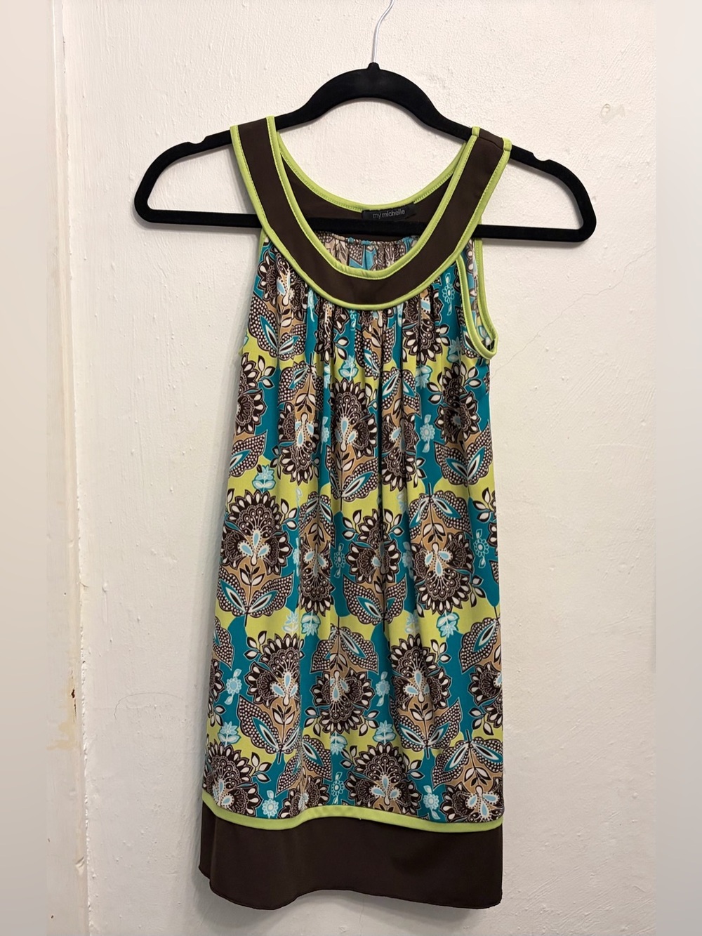 Junior's My Michelle Teal, Green, Brown Summer dress Size Small